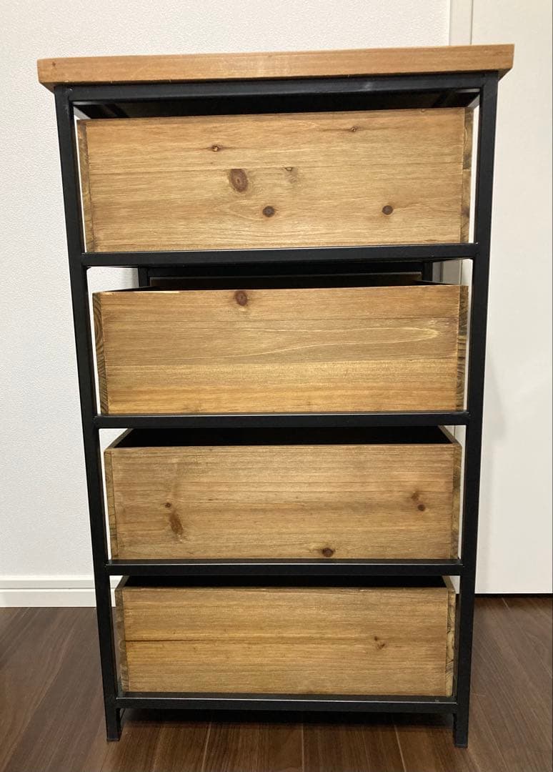 【東谷 チェスト4D HRN-182 302】天然木×スチール】4段引き出し