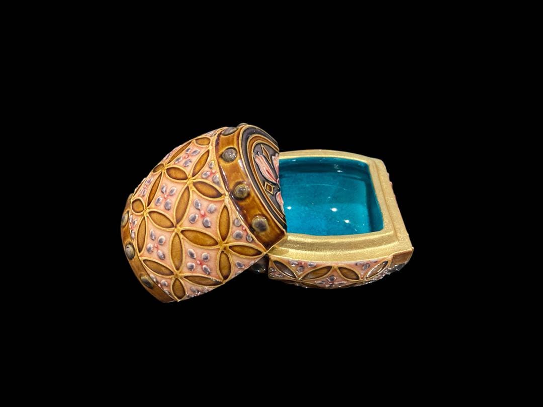 茶道具 山本一如 交趾 太鼓 香合 一如造 茶器 古美術 骨董 アンティーク