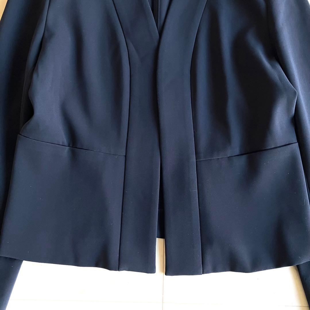 kayme ケイミー ノーカラージャケット サイズ9 ボレロ丈 ネイビー 洗える