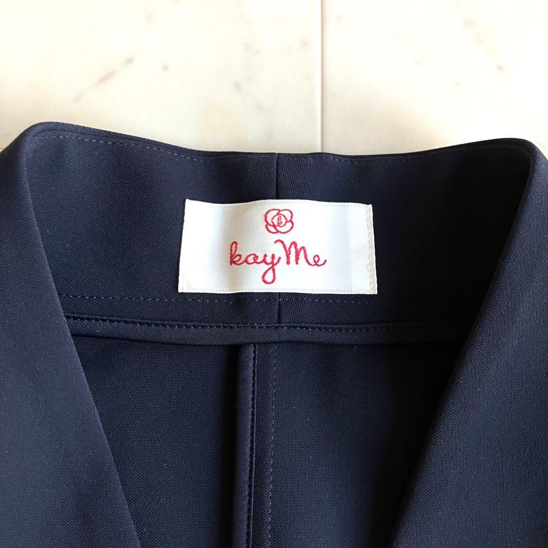 kayme ケイミー ノーカラージャケット サイズ9 ボレロ丈 ネイビー 洗える