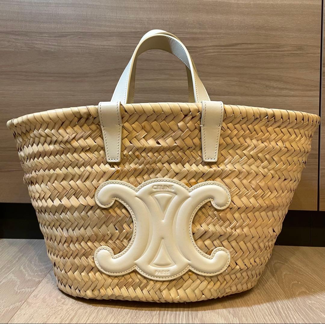 CELINE トリオンフ　かごバッグ　ホワイト
