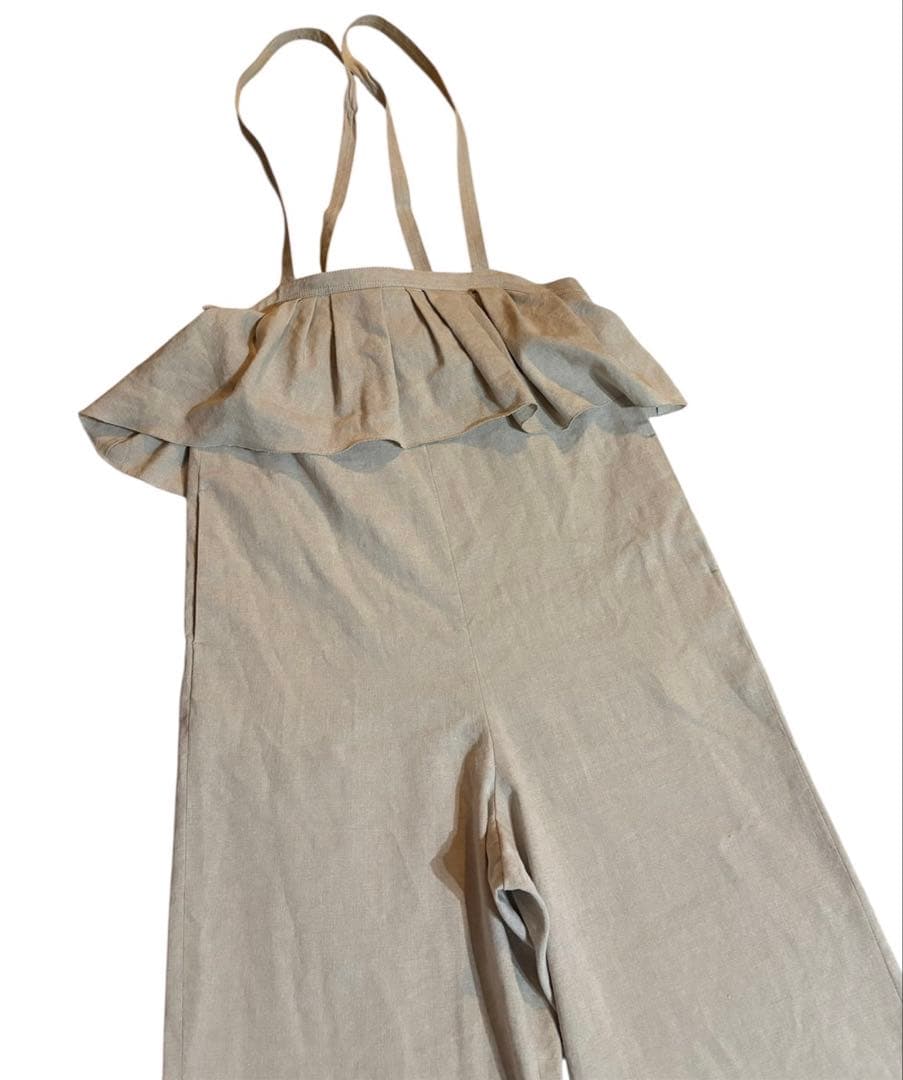 未使用級　イエナ ラブークル IENA 　リネンフリルサロペット　ベージュ