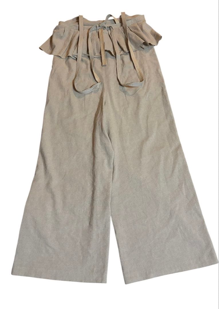 未使用級　イエナ ラブークル IENA 　リネンフリルサロペット　ベージュ