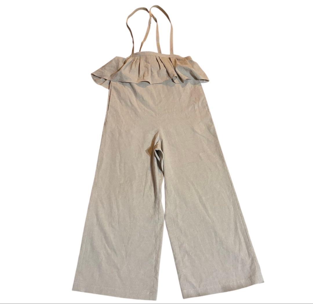 未使用級　イエナ ラブークル IENA 　リネンフリルサロペット　ベージュ