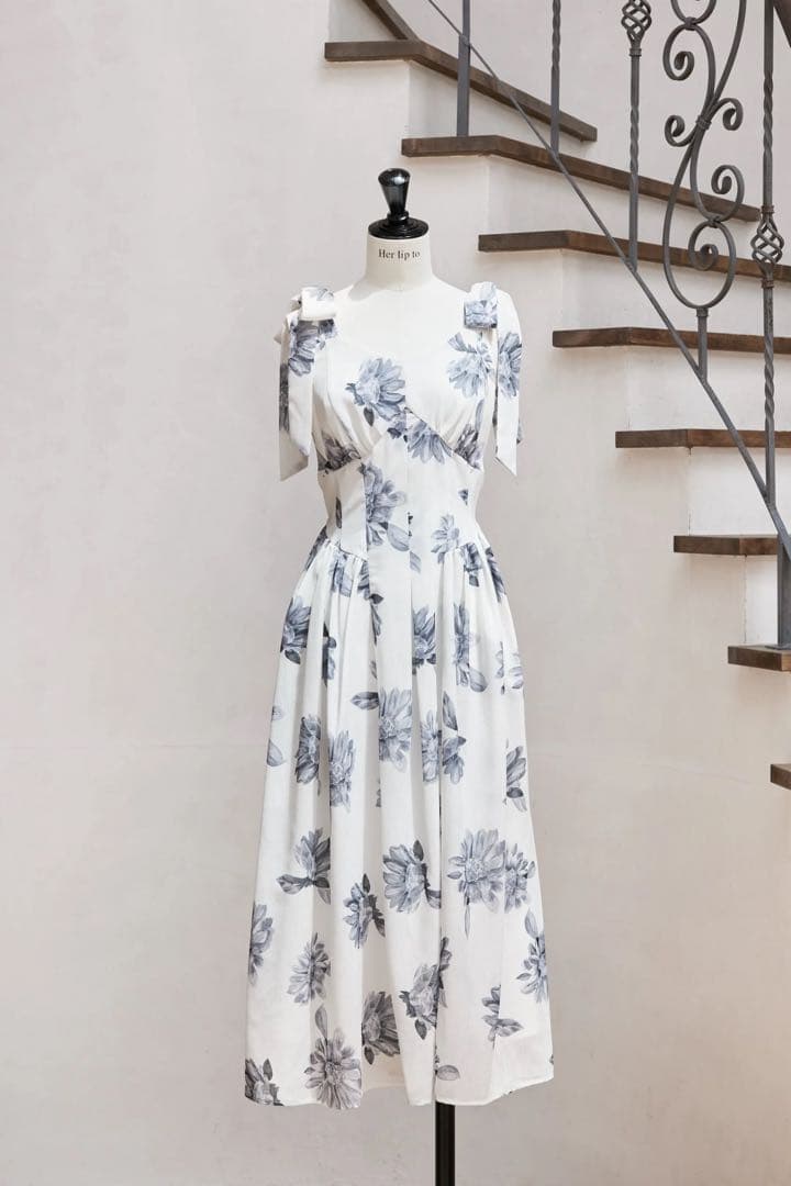 【美品】Sunflower-Printed Midi Dress