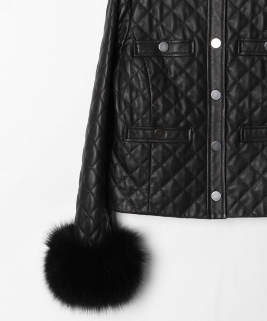 GRACE CONTINENTAL キルト ラムレザー ジャケット ファー付き