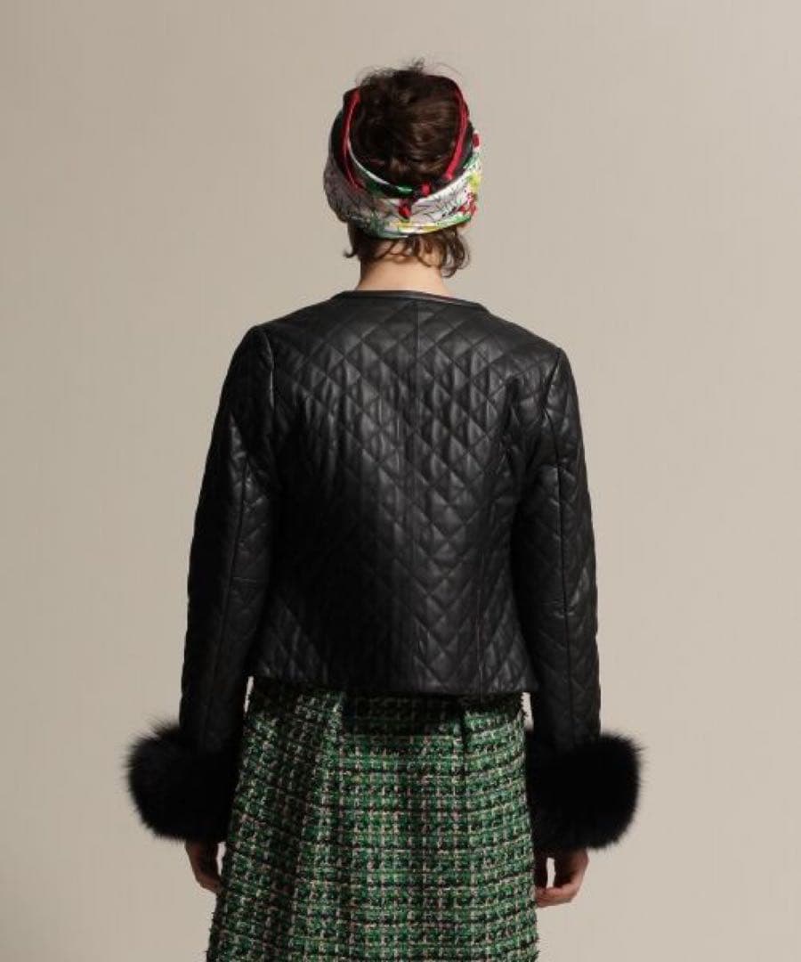 GRACE CONTINENTAL キルト ラムレザー ジャケット ファー付き