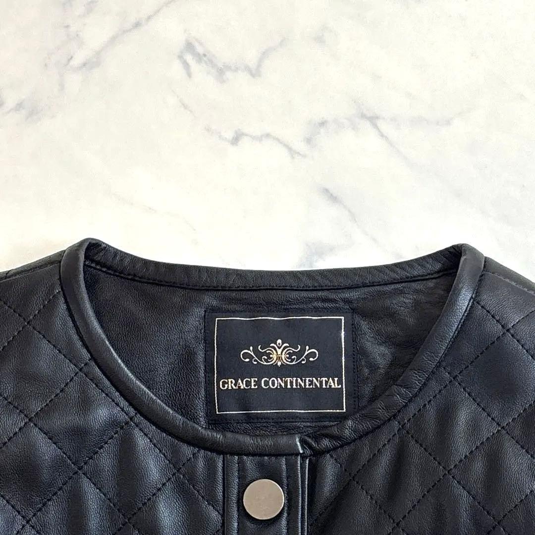 GRACE CONTINENTAL キルト ラムレザー ジャケット ファー付き