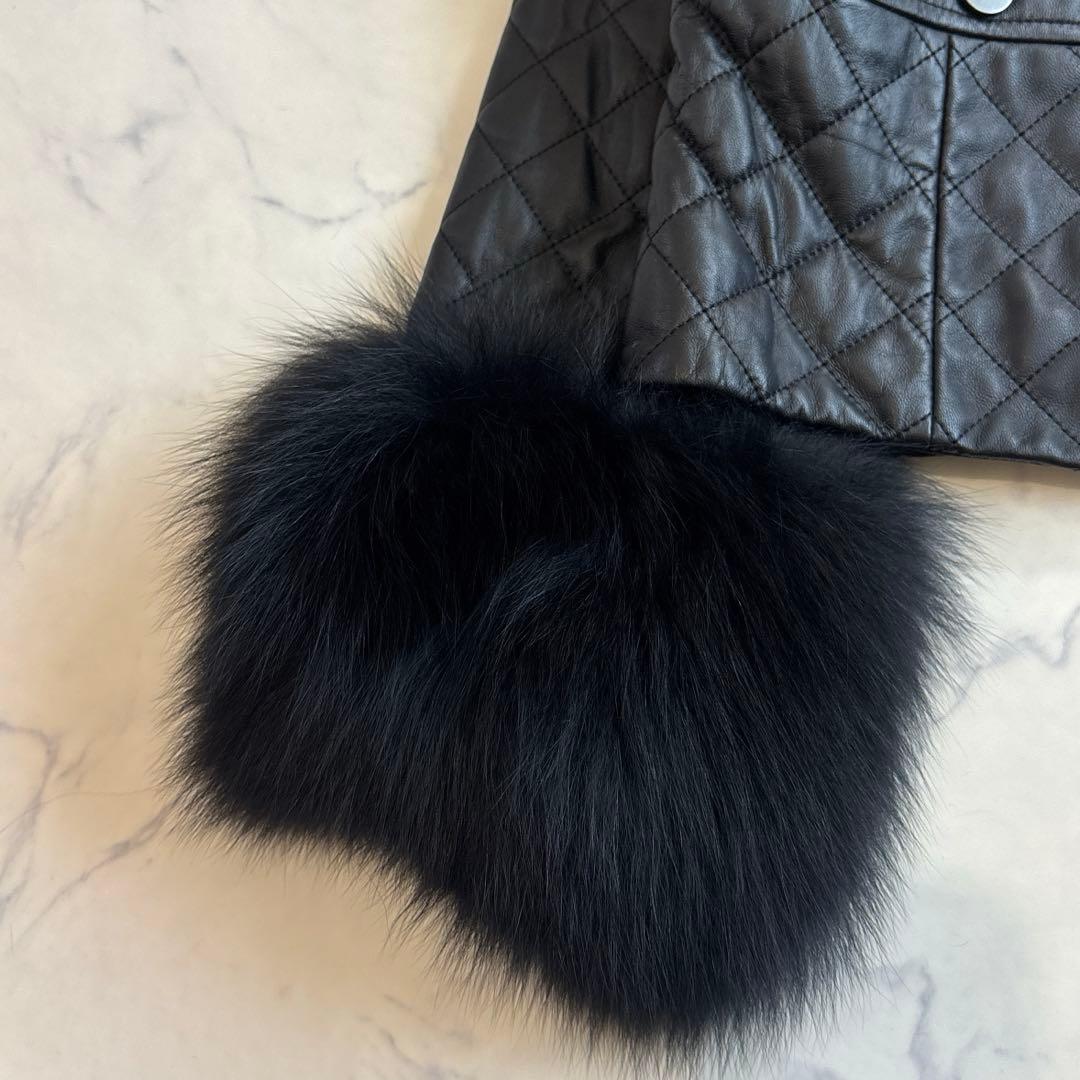 GRACE CONTINENTAL キルト ラムレザー ジャケット ファー付き