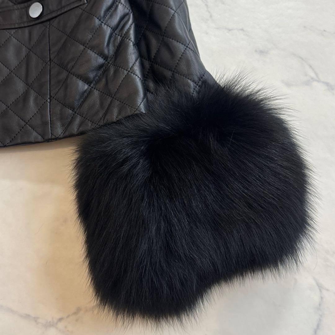 GRACE CONTINENTAL キルト ラムレザー ジャケット ファー付き