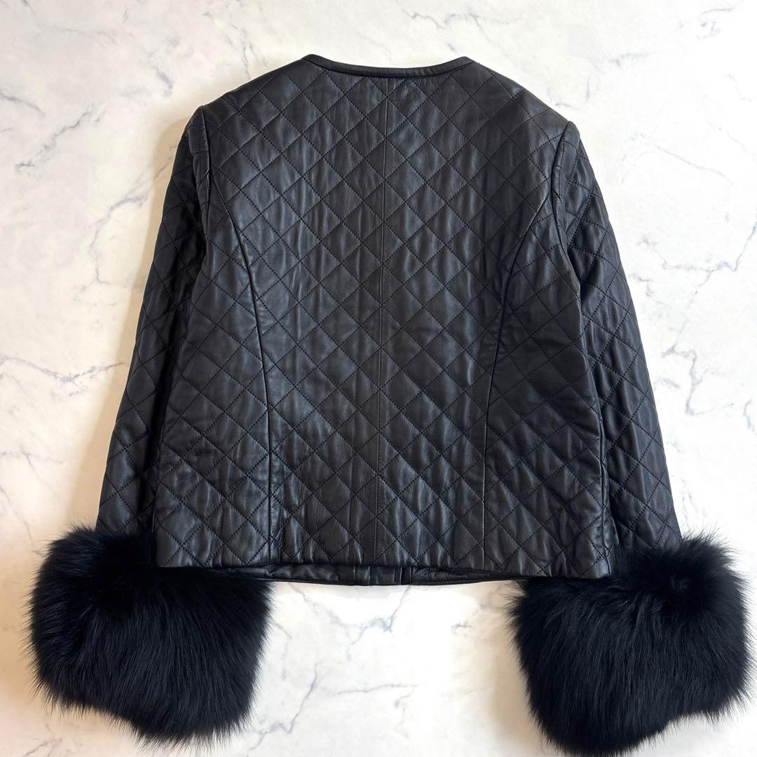 GRACE CONTINENTAL キルト ラムレザー ジャケット ファー付き