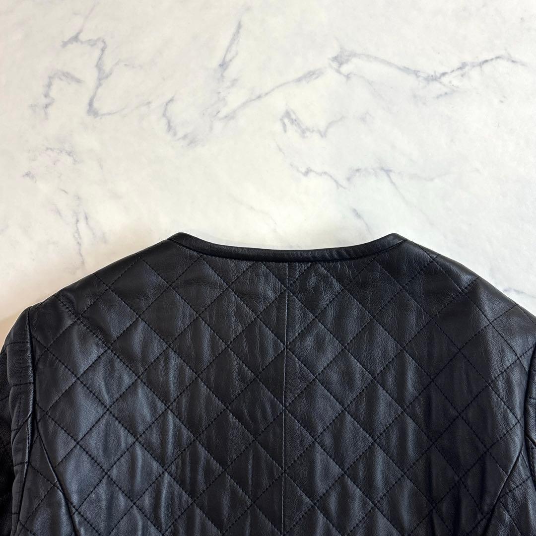 GRACE CONTINENTAL キルト ラムレザー ジャケット ファー付き