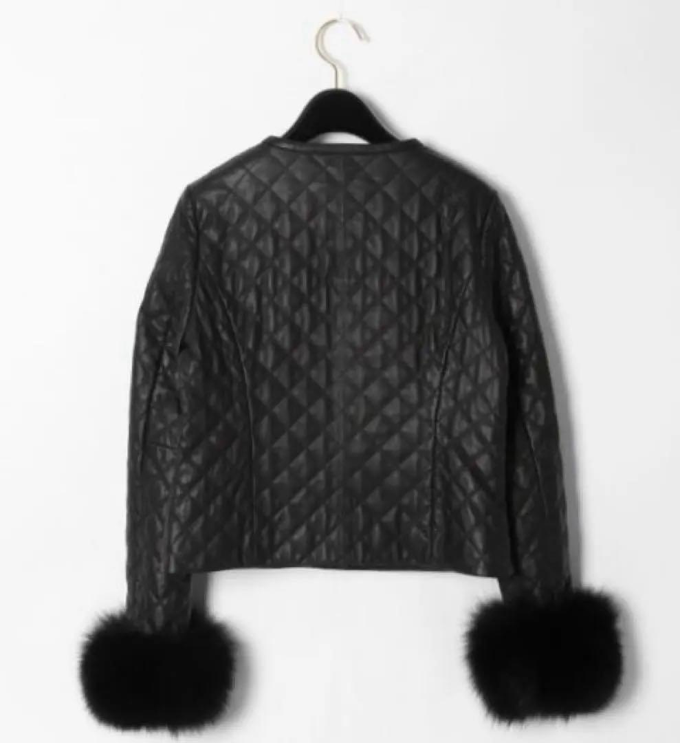 GRACE CONTINENTAL キルト ラムレザー ジャケット ファー付き