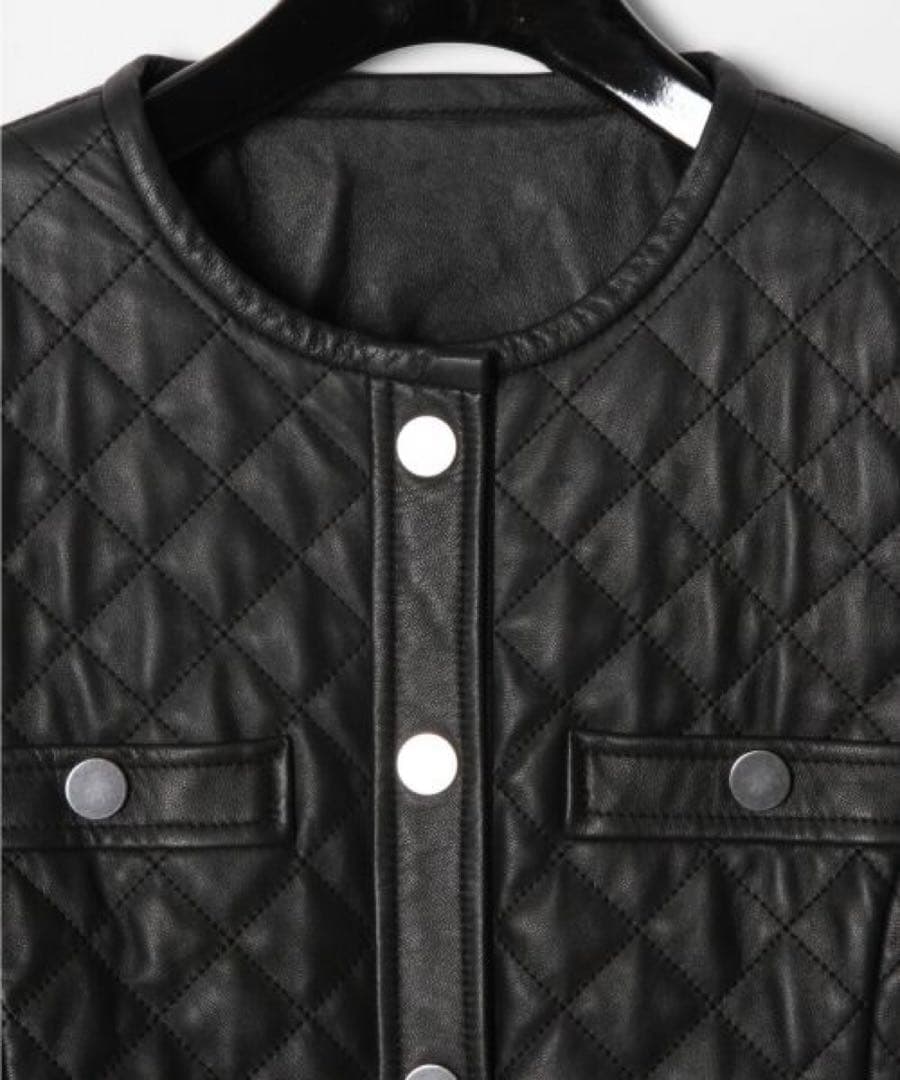 GRACE CONTINENTAL キルト ラムレザー ジャケット ファー付き