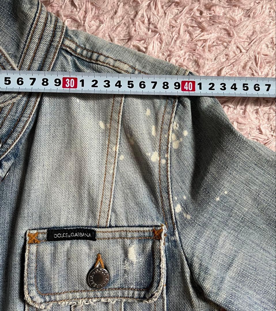 DOLCE&GABBANAドルガバ ダメージ加工デニムジャケット4ロゴ プレート