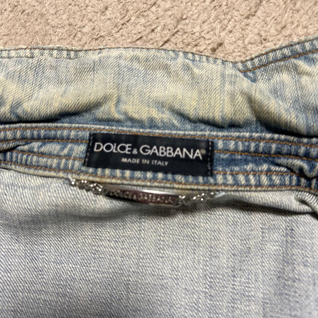 DOLCE&GABBANAドルガバ ダメージ加工デニムジャケット4ロゴ プレート