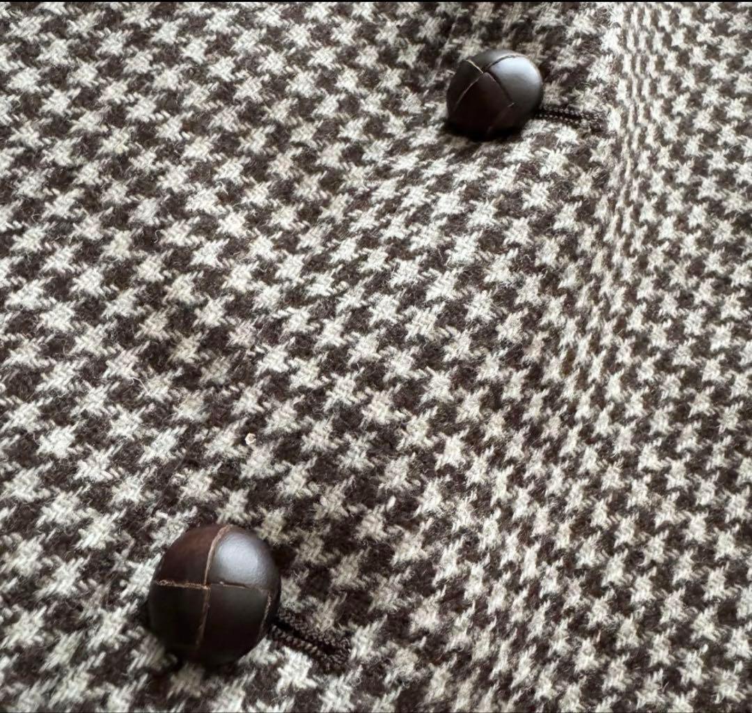 【タリアトーレ】テーラードジャケット ハウンドトゥース くるみボタン 50 茶