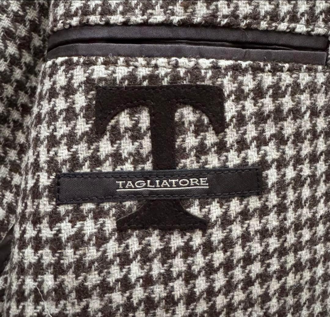 【タリアトーレ】テーラードジャケット ハウンドトゥース くるみボタン 50 茶