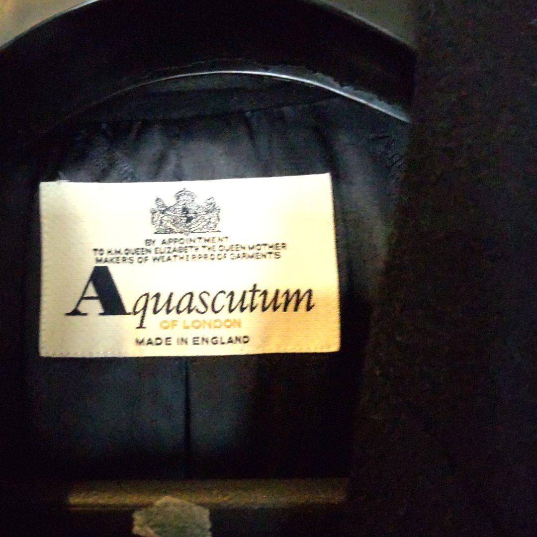 Aquascutum 黒 ダブルブレスト チェスターコート ウール100%