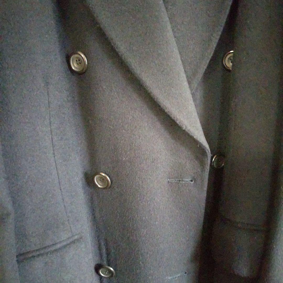 Aquascutum 黒 ダブルブレスト チェスターコート ウール100%