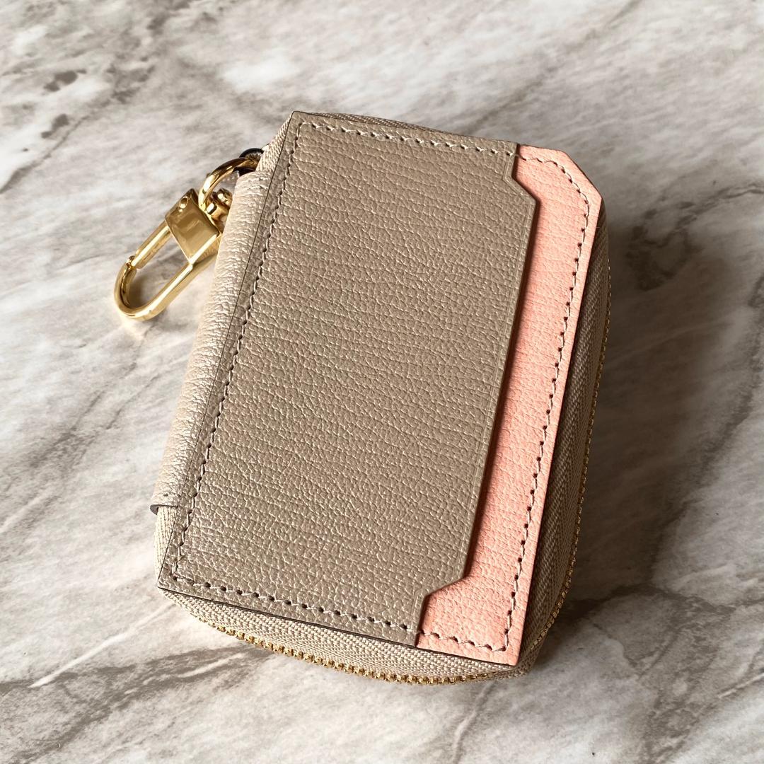 2296【新品 ラルコバレーノ】キーケース★鍵入れ★カードキー★レザー★ピンク★