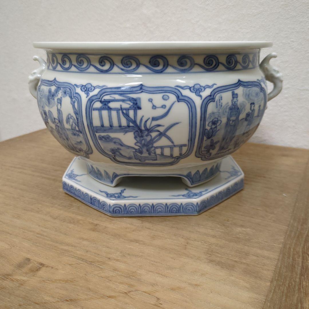 瓶掛　青白磁 　灰　五徳　敷板付き　茶道具　煎茶道具　火鉢