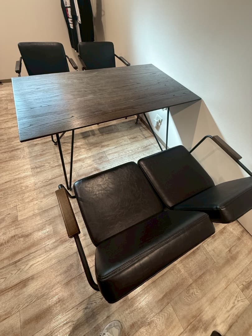 【2Pチェア1脚】4人用ヴィンテージ風ダイニングテーブルセット　2Pチェア1脚