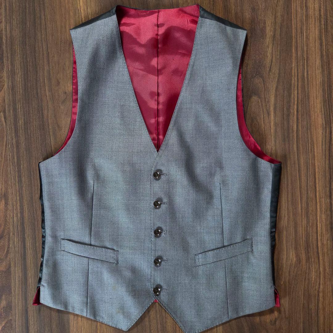 美品 パーソンズ 3ピース スーツ セットアップ YA6 グレー　メンズ