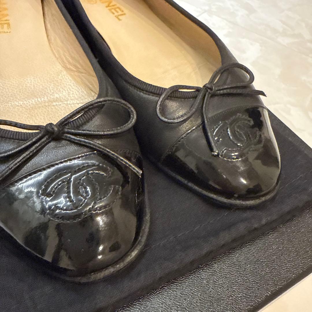 CHANEL バレエシューズ　黒　38 24cm バレリーナ　ブラック