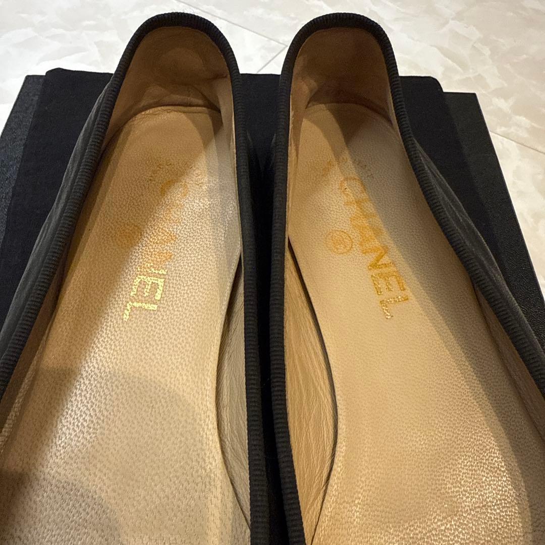 CHANEL バレエシューズ　黒　38 24cm バレリーナ　ブラック