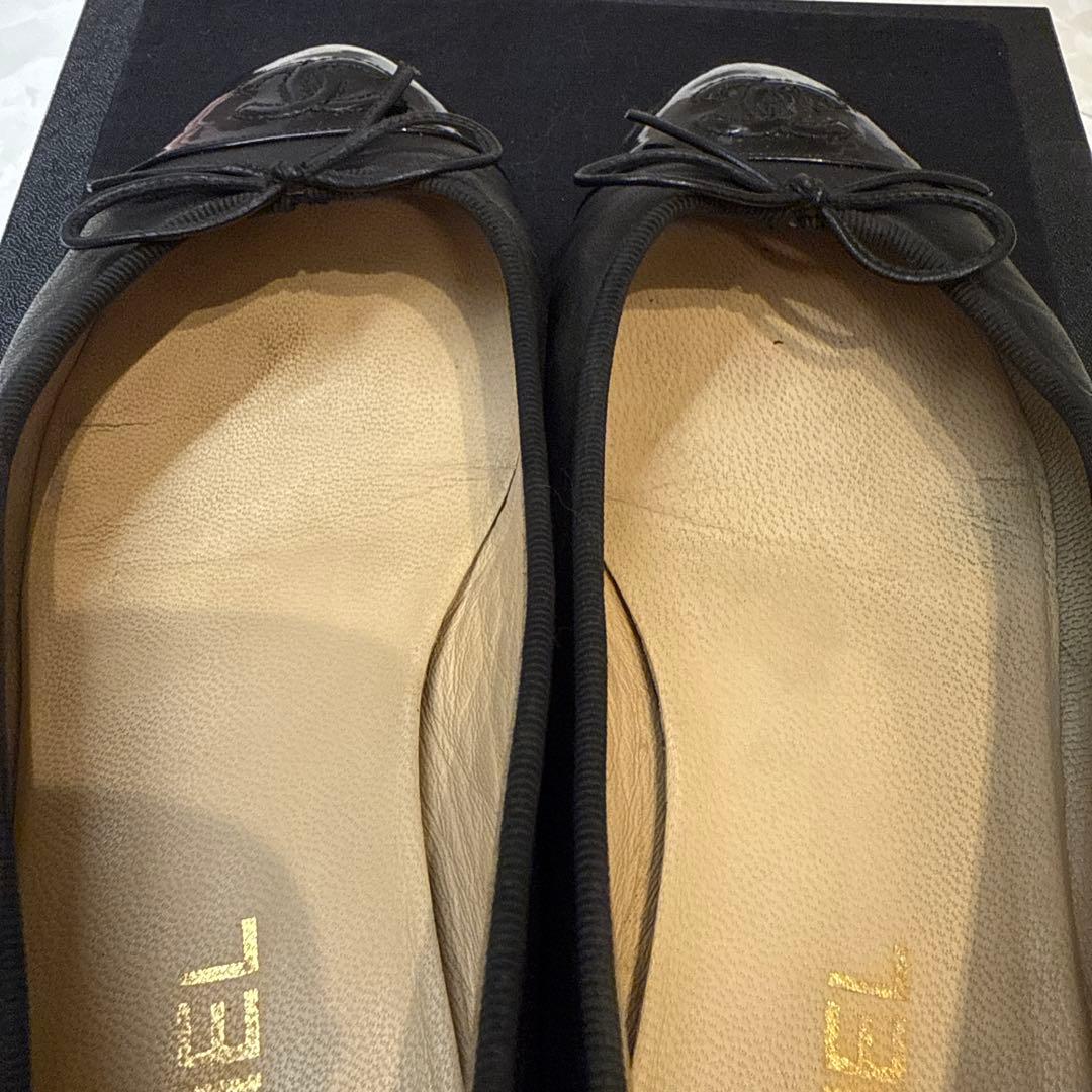 CHANEL バレエシューズ　黒　38 24cm バレリーナ　ブラック