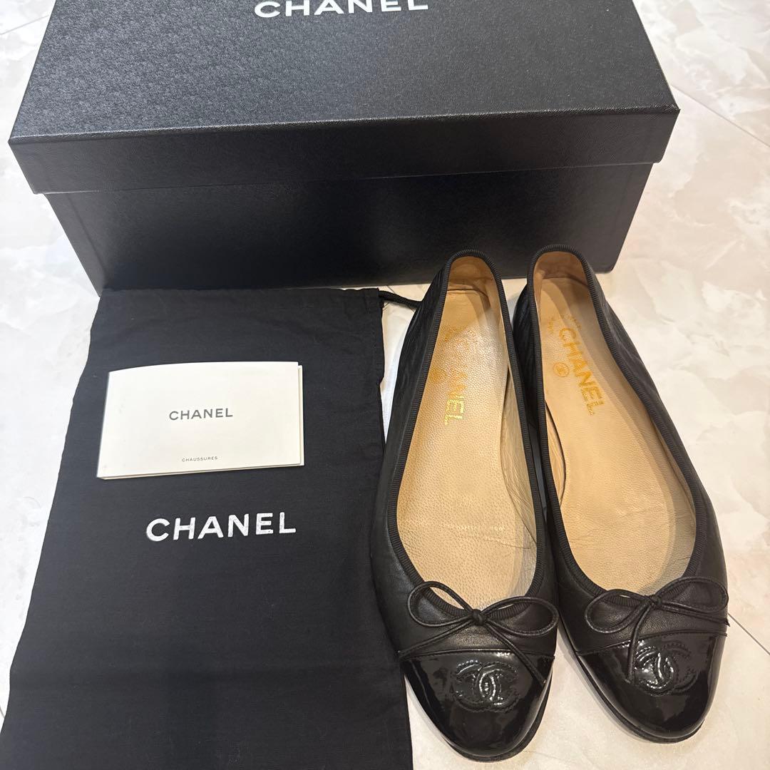 CHANEL バレエシューズ　黒　38 24cm バレリーナ　ブラック