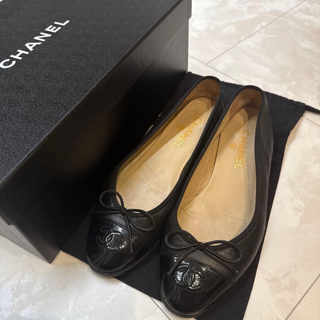 CHANEL バレエシューズ　黒　38 24cm バレリーナ　ブラック