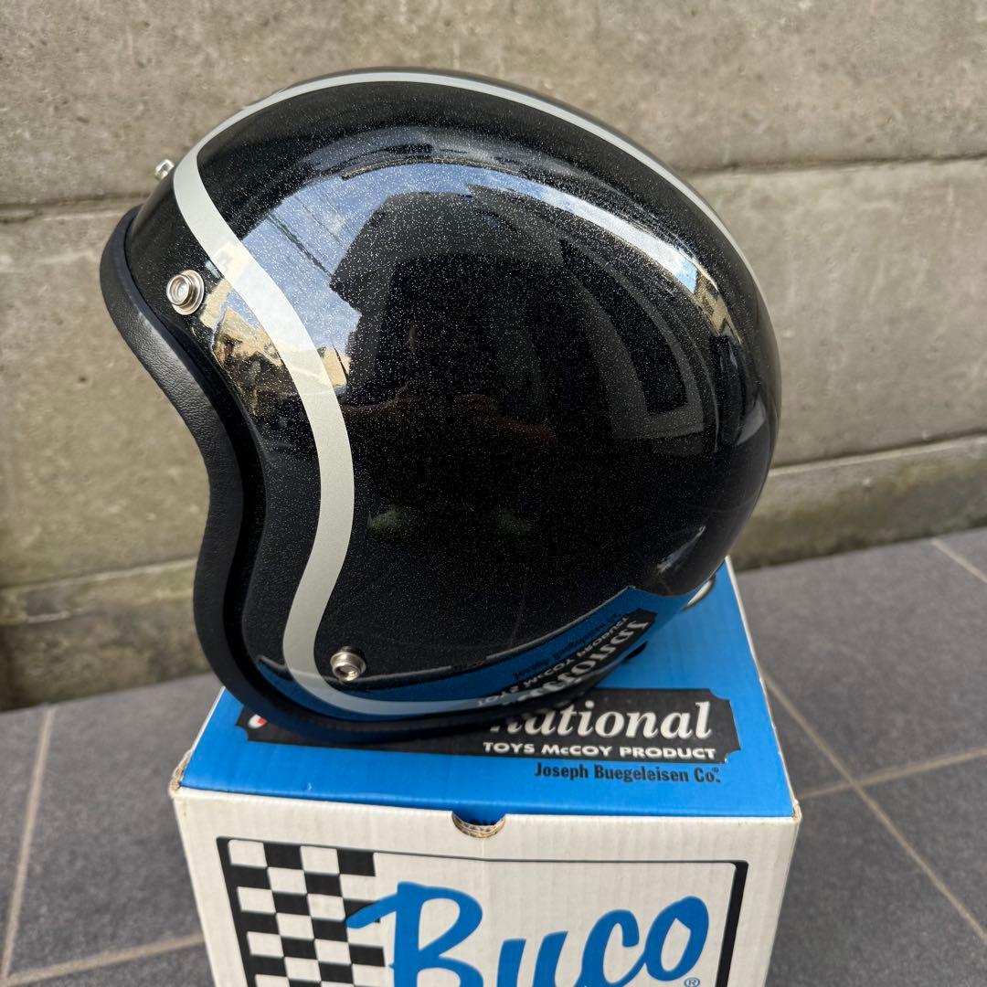 Buco ジェットヘルメット ブラック ストライプ