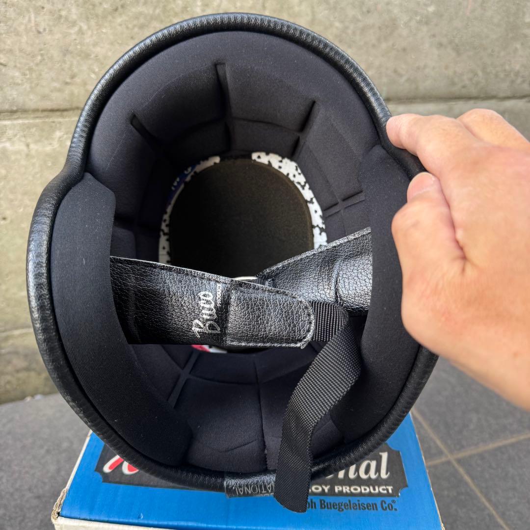 Buco ジェットヘルメット ブラック ストライプ