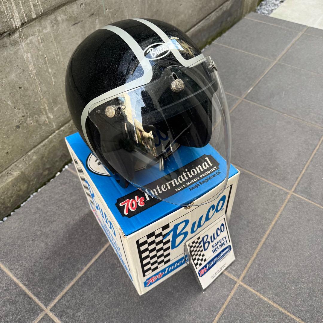 Buco ジェットヘルメット ブラック ストライプ