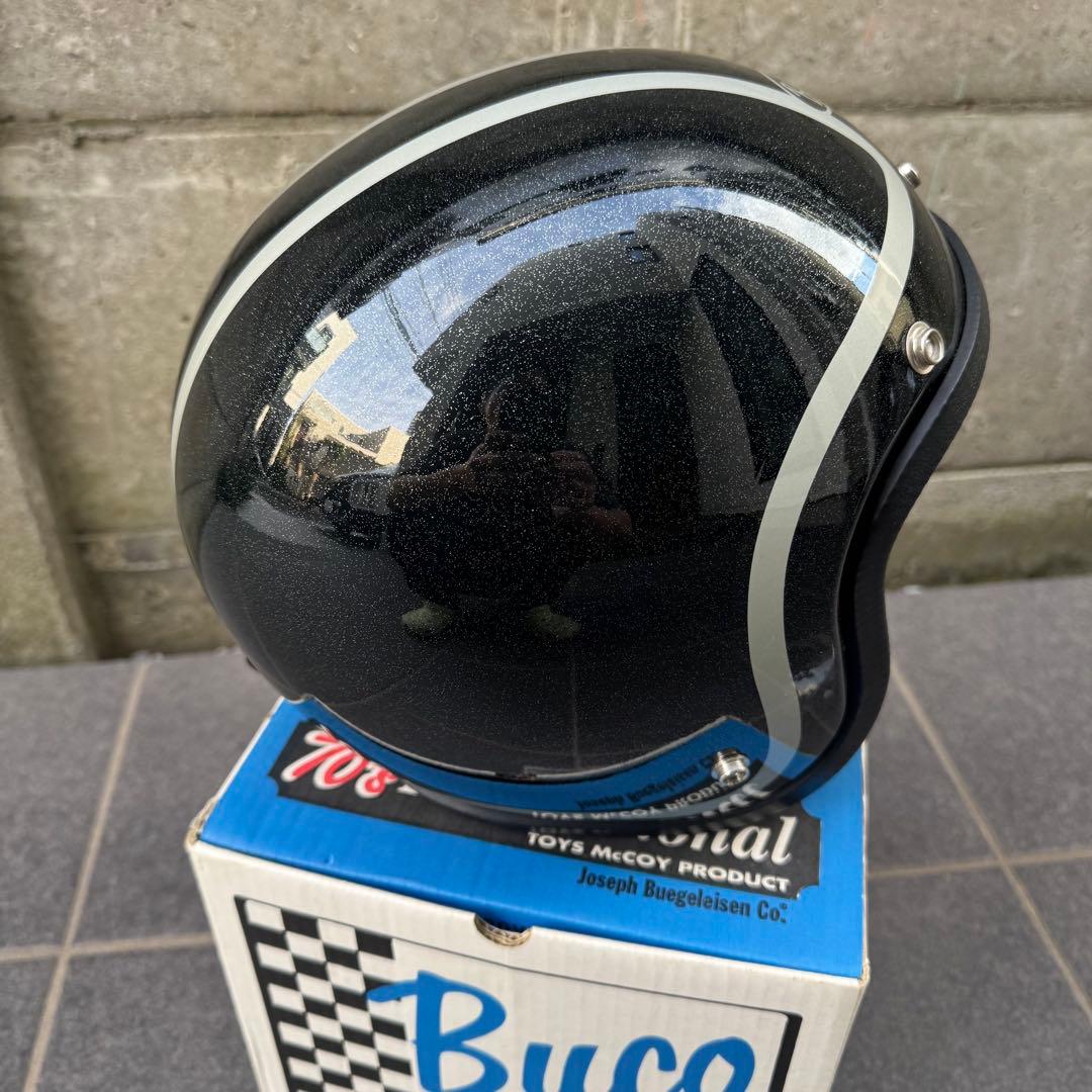 Buco ジェットヘルメット ブラック ストライプ