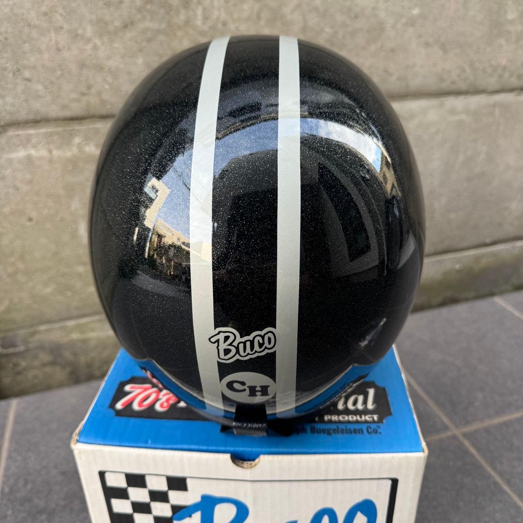 Buco ジェットヘルメット ブラック ストライプ