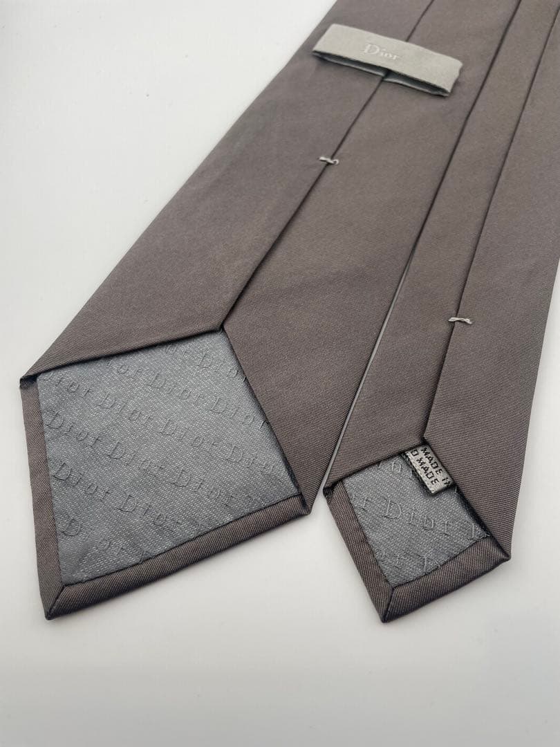 美品 ディオールオム ネクタイ ハイブランド 無地 ブラウン エディ期 希少