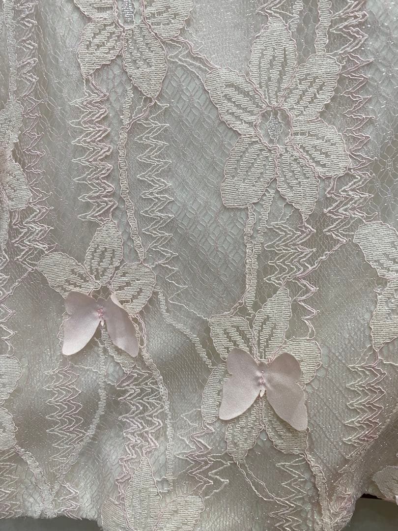 蝶柄 レース着物 ピンク 和洋ミックス 小紋 バッグおまけ付き