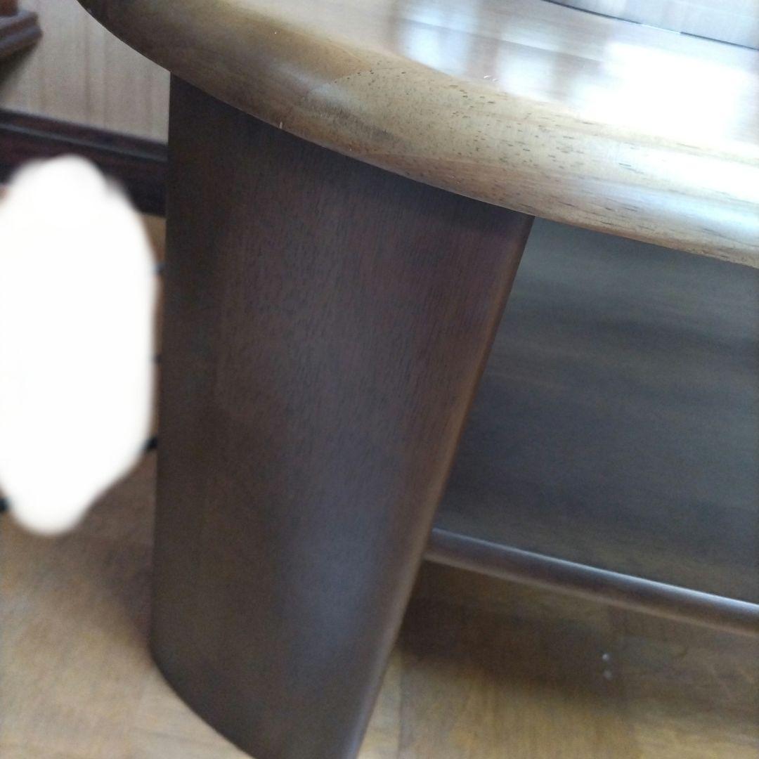 木製楕円形テーブル ガラス窓付き