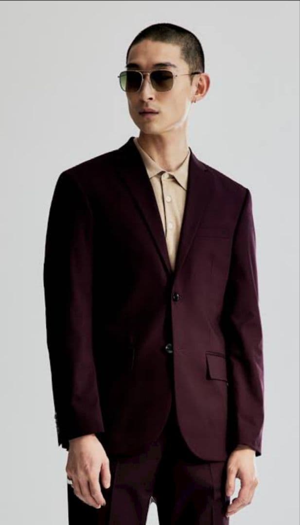  スキニーフィットスーツ バーガンディ