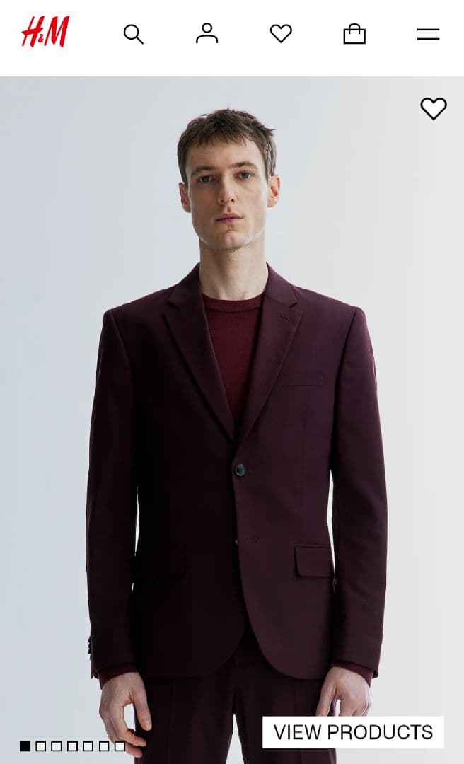  スキニーフィットスーツ バーガンディ