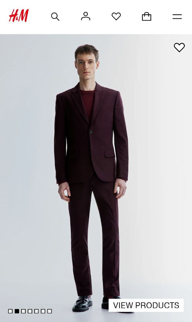  スキニーフィットスーツ バーガンディ