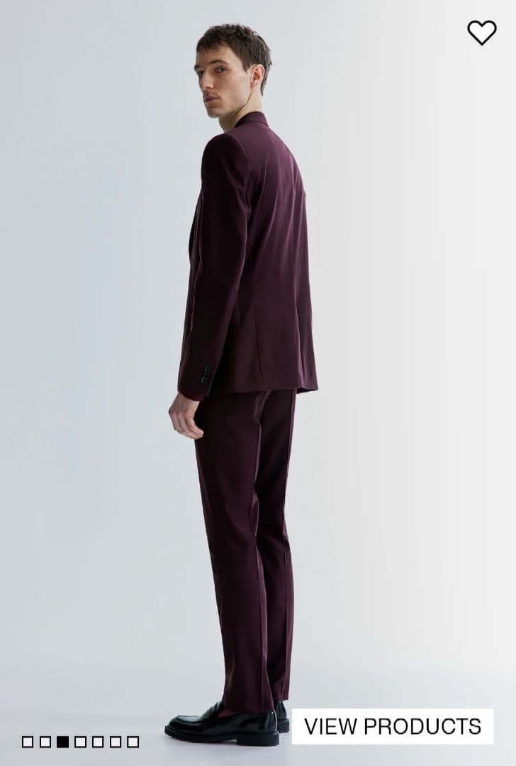  スキニーフィットスーツ バーガンディ