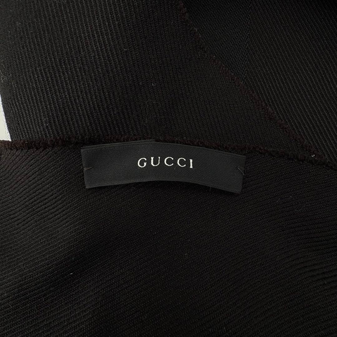グッチ マフラー インターロッキング シェリーライン 黒 シルク 180×34