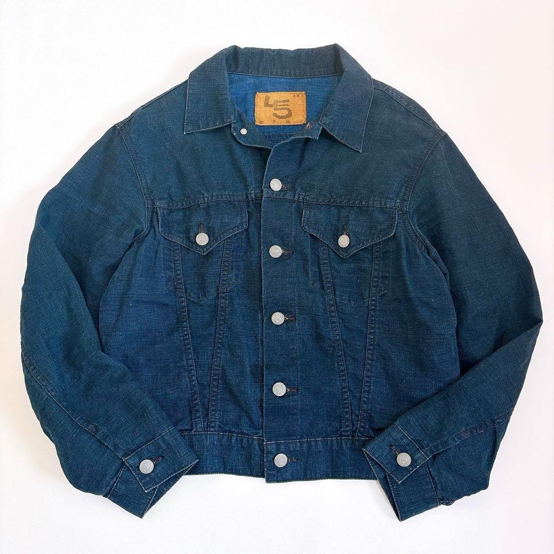 希少☆45R リネンの908空比古比女ジャン（インディゴ）ジャケット