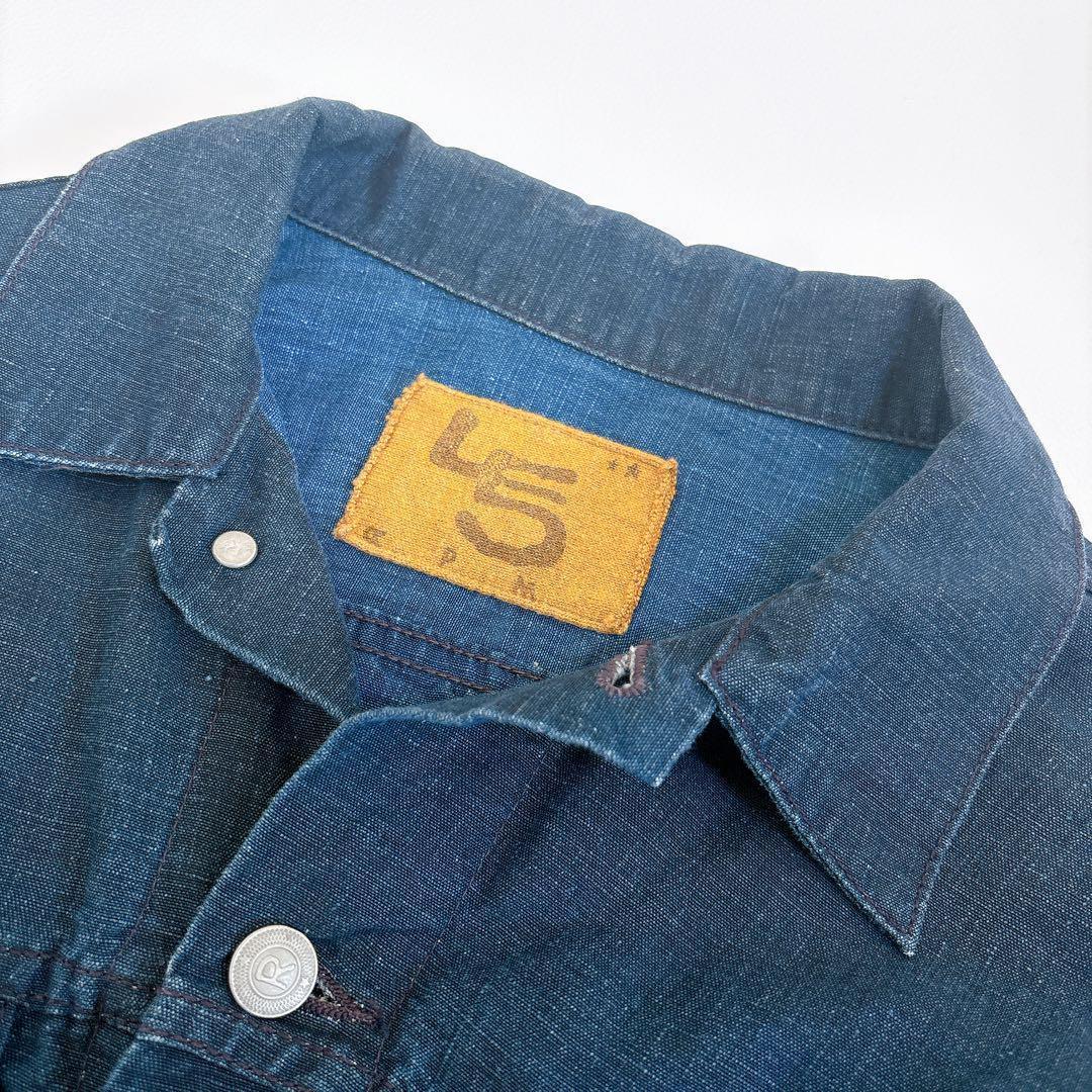 希少☆45R リネンの908空比古比女ジャン（インディゴ）ジャケット