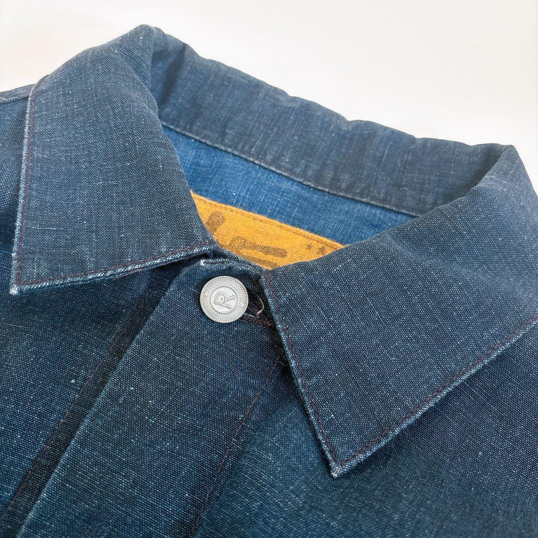 希少☆45R リネンの908空比古比女ジャン（インディゴ）ジャケット