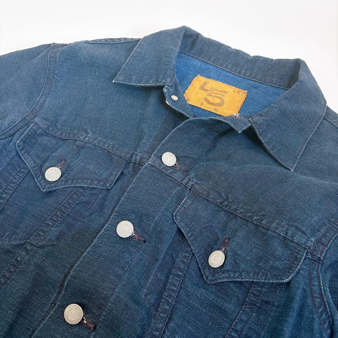 希少☆45R リネンの908空比古比女ジャン（インディゴ）ジャケット